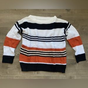 Striped knit crewneck sweater